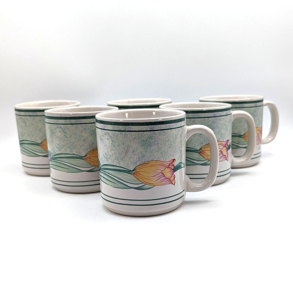 Oneida Tulip Garden Mug Stoneware Floral Pattern Coffee Mug PRICE PER EACH